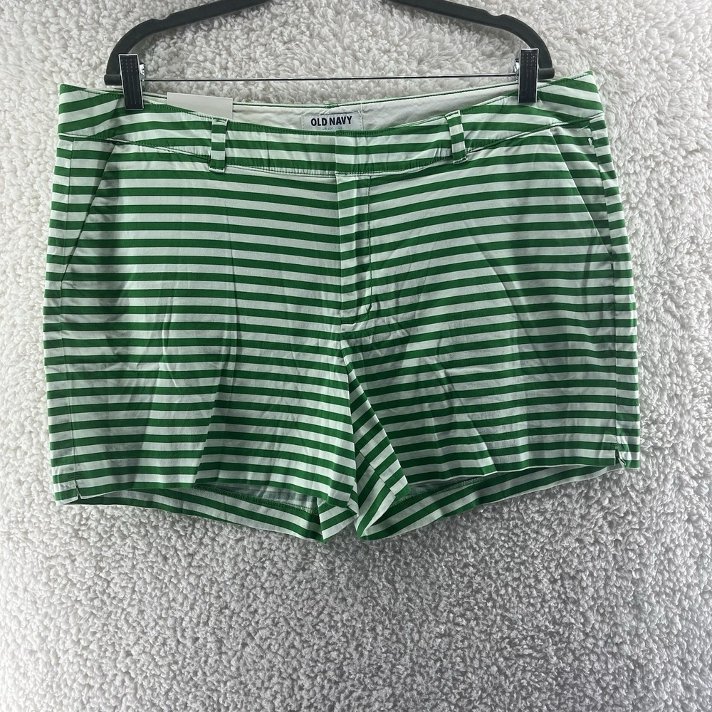Old Navy Everyday Women's Shorts Size 16 NWT Green & White Stripe 2012